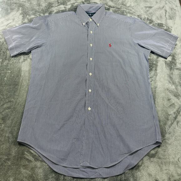 Polo Ralph Lauren Classic Fit Shirt Mens Medium Blue/White Striped Button Down - Picture 1 of 10